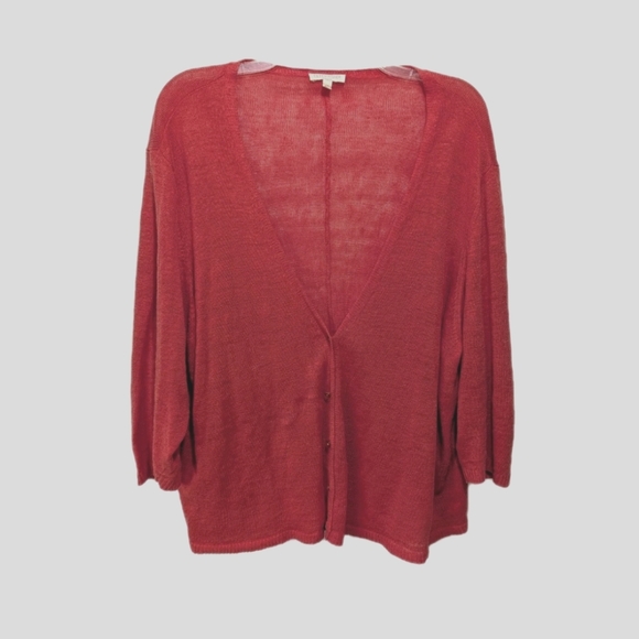Eileen Fisher Linen Cardigan Sweater 2X Sustainable Mature Classic #7 - Picture 5 of 11